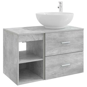 vidaXL Set di mobili per il bagno 2 pz Grigio Cemento
