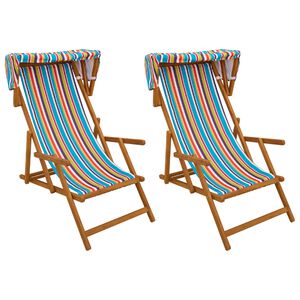 vidaXL Lettino 2 pcs 3 Posizione Legno di Eucalipto Massello