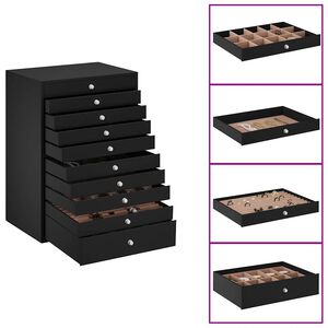 vidaXL Portagioie a 10 ripiani con porta orologi nero 29x20,5x40,5 cm