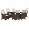 vidaXL Set da Pranzo per Giardino con cuscino 7 pcs Marrone polyrattan