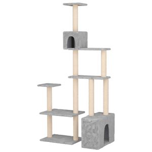 vidaXL Albero per gatti con pali per graffiare in sisal Grigio Chiaro