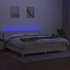 vidaXL Letto a Molle Materasso e LED bianco 200x200cm in Tessuto