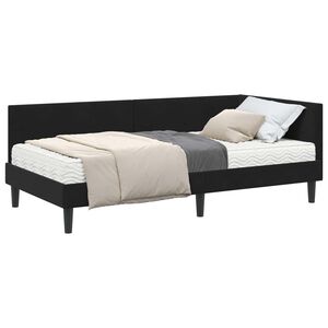 vidaXL Struttura Letto Angolare con Materasso Altro 2 pz Nero Velluto