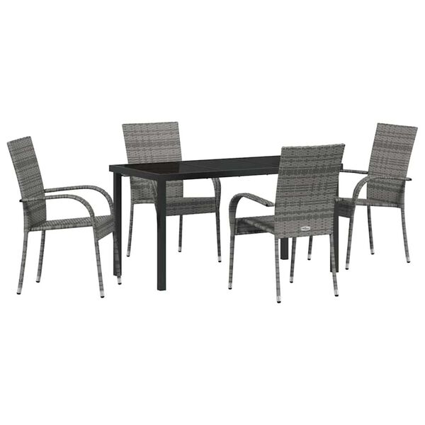 vidaXL Set da Pranzo per Giardino 5 pcs Grigio