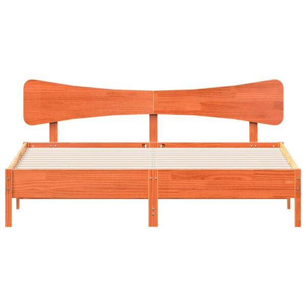 vidaXL Giroletto senza Materasso Marrone Cera 200x200 cm Legno di Pino