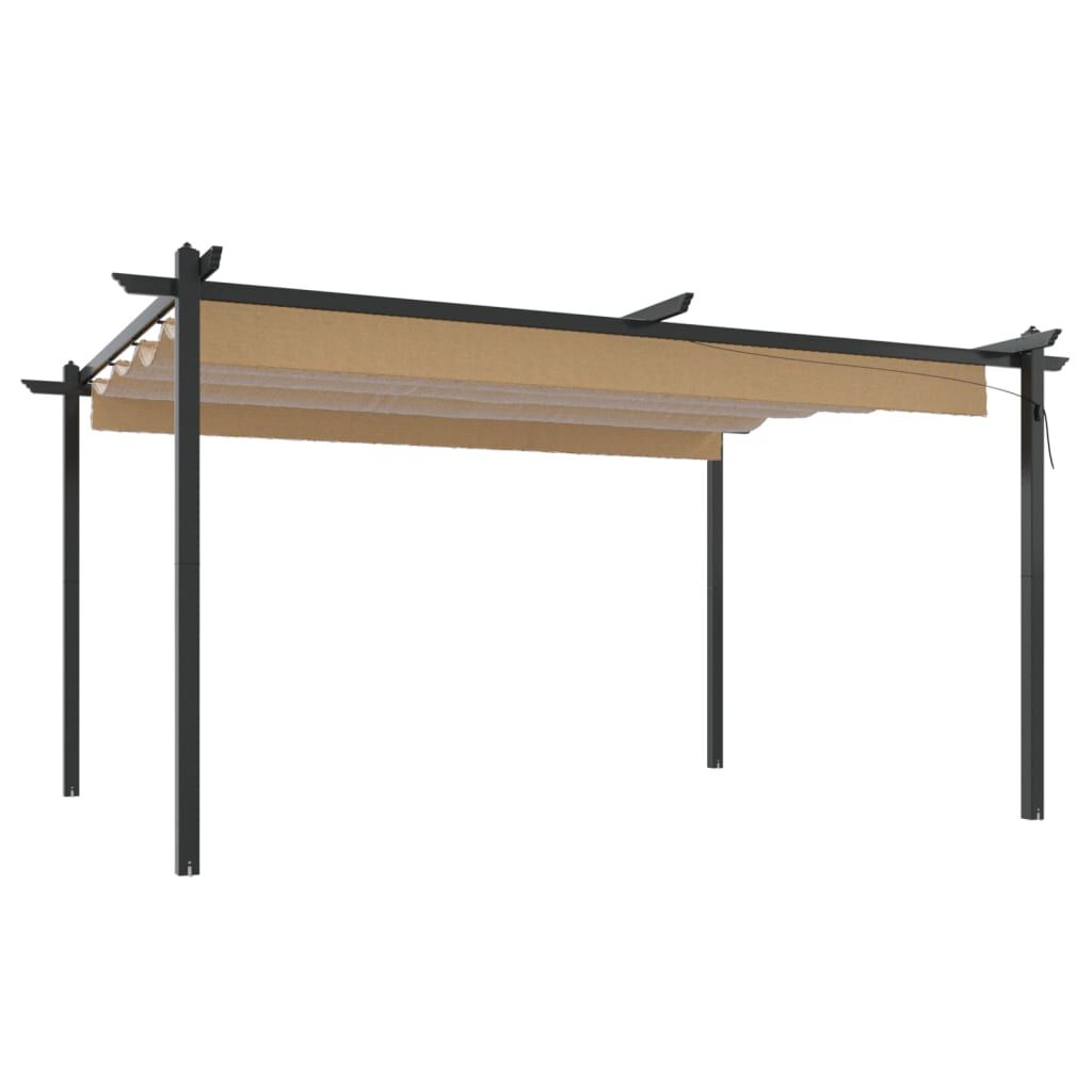 Pergola Con Tetto Retrattile 3x6m - Gazebo Grigio Antracite Per Esterni - Foto 9
