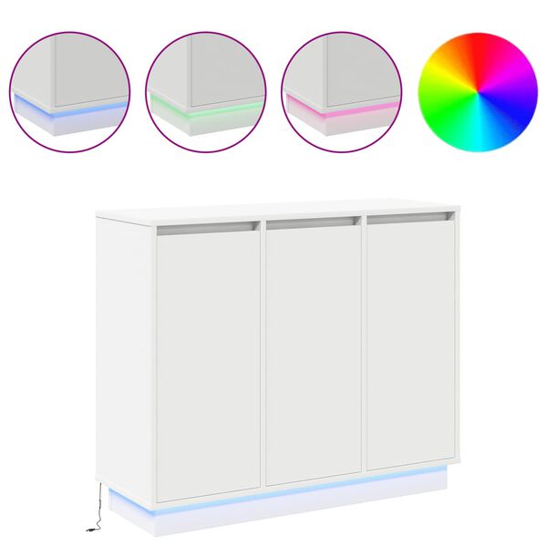 vidaXL Madia LED Bianco 90 x 32 x 75 cm Legno multistrato