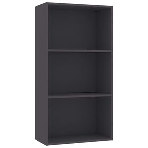 vidaXL Libreria a 3 Ripiani Grigia 60x30x114 cm in Legno Multistrato