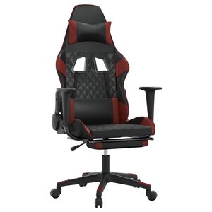 vidaXL Sedia Gaming Massaggio Poggiapiedi Nero e Rosso Vino Similpelle