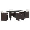 vidaXL Set da Pranzo per Giardino con cuscino 5 pcs Marrone polyrattan