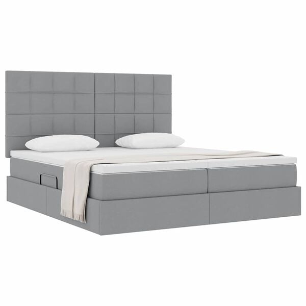 vidaXL Letto con Contenitore con materasso Grigio chiaro 180 x 200 cm