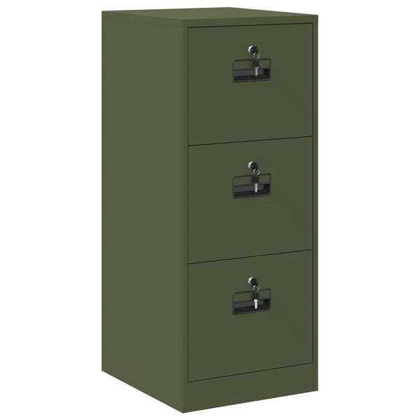 vidaXL Armadio per File con cassetto Verde oliva 44 x 50 x 106.5 cm