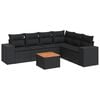 vidaXL Set Divani da Giardino con Cuscini 7pz Nero Polyrattan
