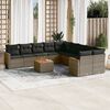 vidaXL Set Divani da Giardino 11 pz con Cuscini in Polyrattan Grigio