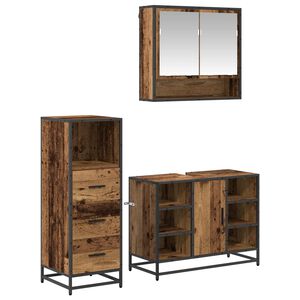 vidaXL Set di mobili per il bagno 3 pz Legno vecchio