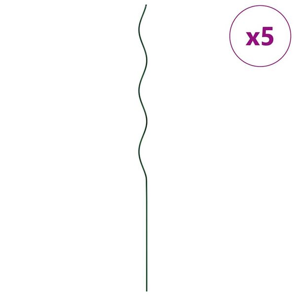 vidaXL Supporto per piante 5 pcs Verde 110 x 0.6 x 0.6 cm Acciaio