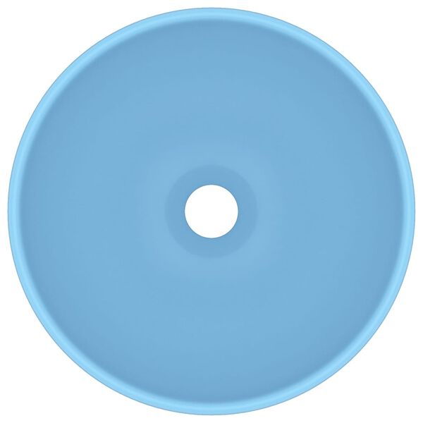 vidaXL Lavandino Lusso Rotondo Azzurro Opaco 32,5x14 cm in Ceramica