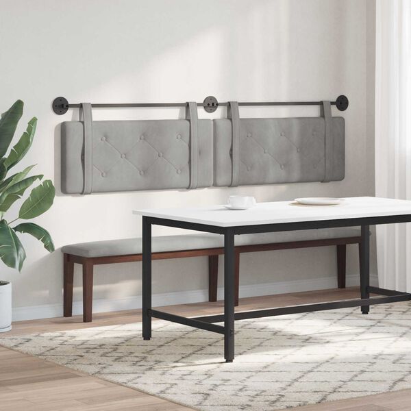 vidaXL Testata appesa Grigio chiaro 210 x 55 x 5 cm Velluto