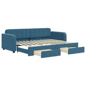 vidaXL Divano Letto Estraibile con Cassetti Blu 80x200 cm in Velluto