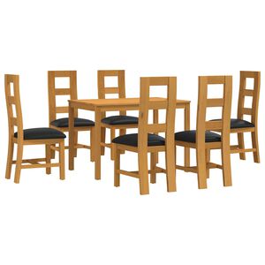 vidaXL Set da pranzo 7 pz Nero Legno di Quercia Massello