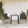 vidaXL Set Pranzo da Giardino 3pz con Cuscini Grigio Chiaro Polyrattan