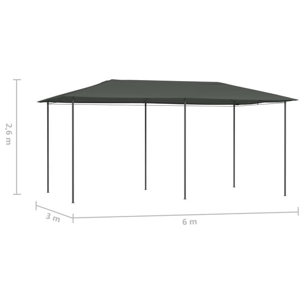 vidaXL Gazebo 2,98x5,3x2,59 m Antracite 160 g/m²