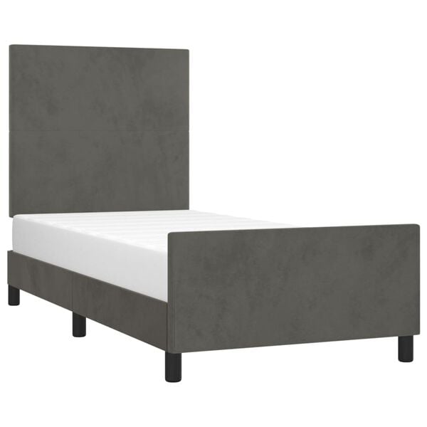vidaXL Giroletto senza Materasso Grigio Scuro 100x200 cm Velluto