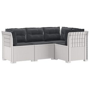 vidaXL Divano da Giardino 4 Posti con Cuscini Aspetto Rattan PP Bianco