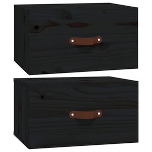 vidaXL Comodini a Muro 2 pz Neri 40x29,5x22 cm