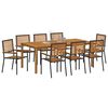 vidaXL Set da Pranzo per Giardino 9 pcs Nero Legno di Acacia Massello