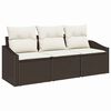 vidaXL Set Divano da Giardino 3 pz Marrone e bianco polyrattan