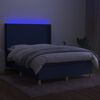 vidaXL Letto a Molle con Materasso e LED Blu 140x190 cm in Tessuto