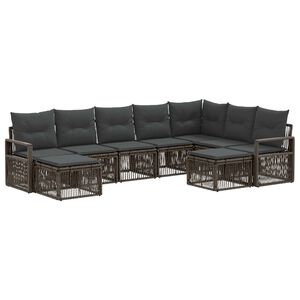 vidaXL Set Divano da Giardino 9 pz Grigio polyrattan