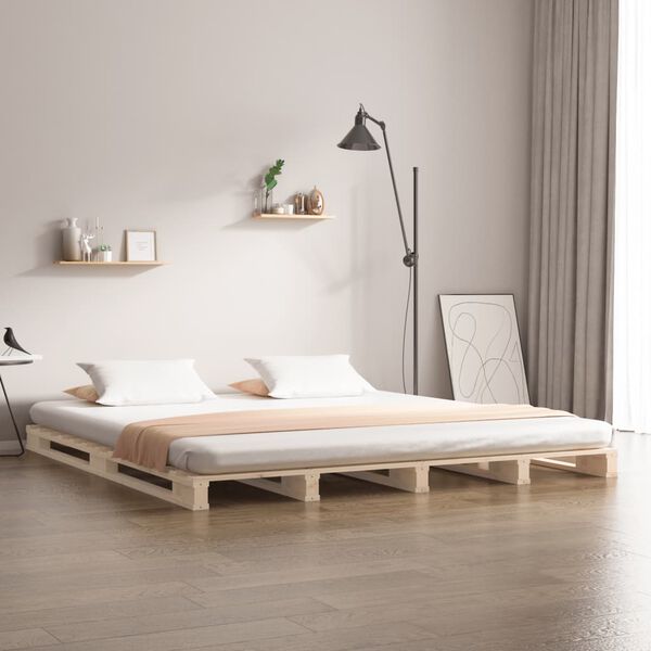 vidaXL Letto a Pallet 160x200 cm in Legno Massello di Pino