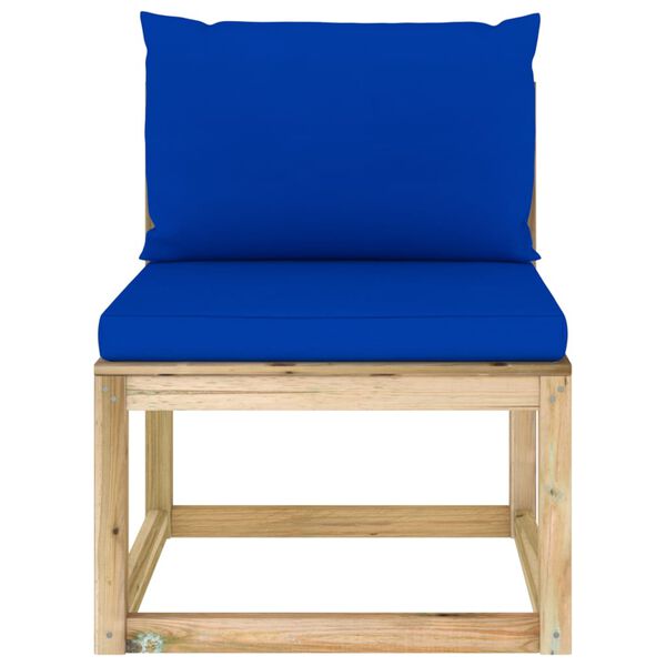 vidaXL Divano Centrale da Giardino con Cuscini Pino Impregnato Verde