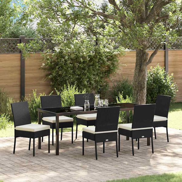 vidaXL Set da Pranzo per Giardino 7 pcs Nero