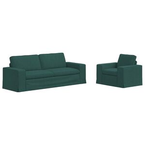 vidaXL Divano 2 pcs Verde Scuro