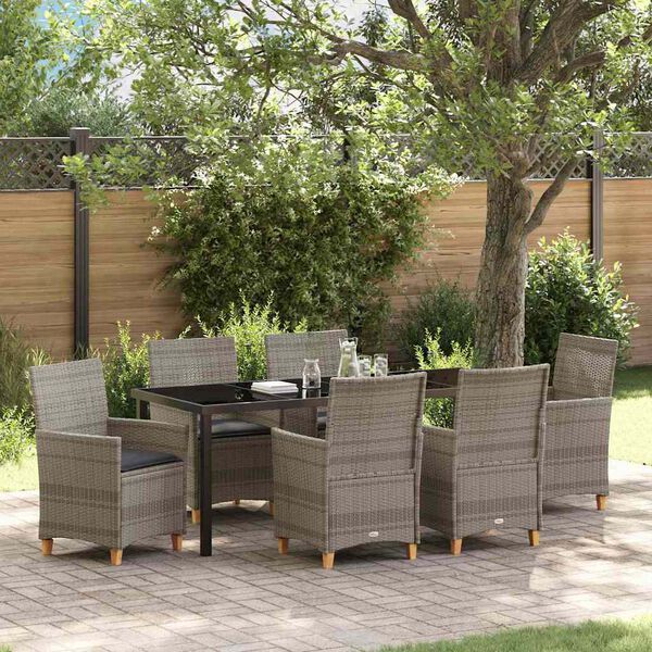 vidaXL Set da Pranzo per Giardino 7 pcs Grigio polyrattan