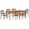 vidaXL Set da Pranzo per Giardino 7 pcs Nero Legno di Acacia Massello