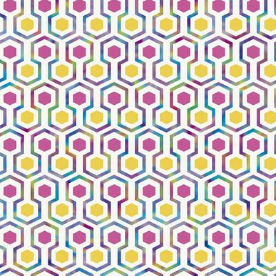 Good Vibes Carta da Parati Hexagon Pattern Rosa e Gialla
