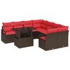 vidaXL Set Divano da Giardino 9 pz Marrone Poly Rattan