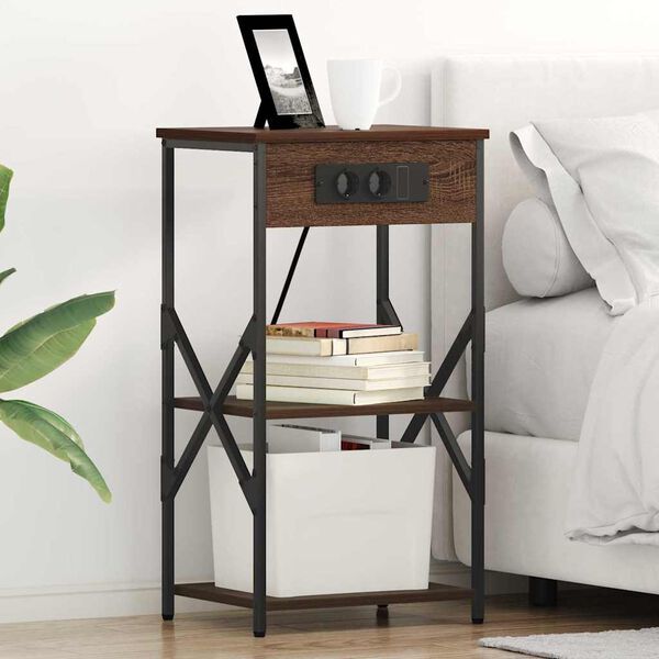 vidaXL Armadio da Notte con lo scaffale Rovere Marrone 41 x 31 x 76 cm