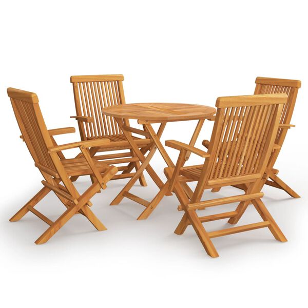 vidaXL Set da Pranzo da Giardino 5 pz in Legno Massello di Teak