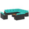 vidaXL Set Divani da Giardino 14 pz con Cuscini Nero in Polyrattan
