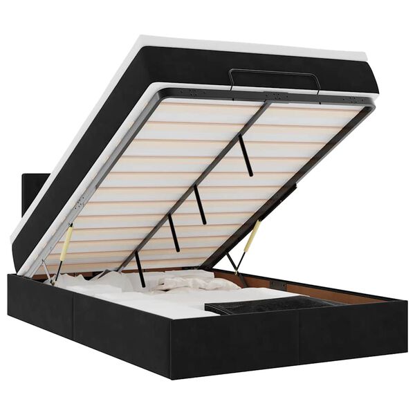 vidaXL Pouf Letto con Materasso e LED Nero 120x190cm in Velluto