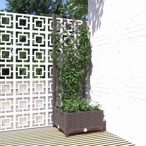 vidaXL Fioriera da Giardino con Graticcio Marrone 40x40x121,5 cm in PP