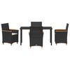 vidaXL Set da Pranzo per Giardino 5 pcs Nero polyrattan