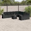 vidaXL Set Divani da Giardino 11 pz con Cuscini in Polyrattan Nero