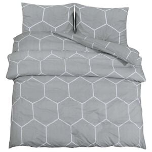 vidaXL Set Copripiumino Grigio e Bianco 260x220 cm in Cotone