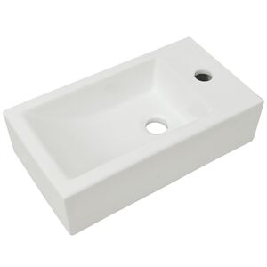vidaXL Lavandino con Foro Rubinetto Rettangolare Ceramica 46x25,5x12cm